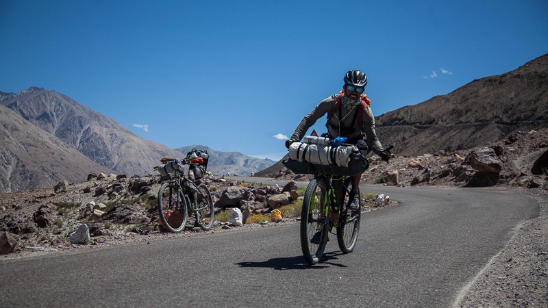 Cycling near Khalsar in Ladakh