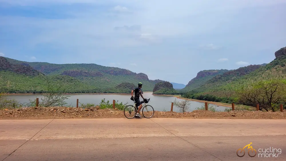 narihalla reservoir while bicycle touring around hampi